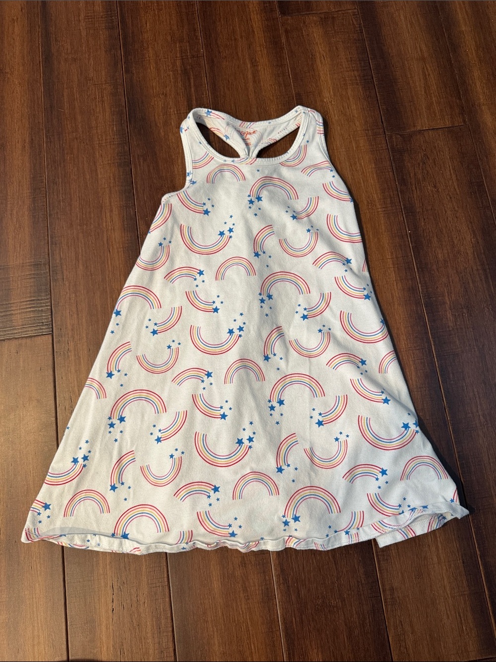 Cat & Jack White Tank Dress with Blue and Pink Rainbows